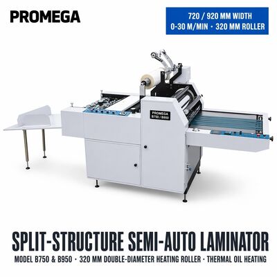 30m / dak Hız 920mm Maksimum Genişlik 1800kg Ağırlık ile Yarı Otomatik Ön Kaplama Film Laminasyon Makinesi